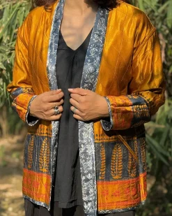 Softember Mashru Silk Reversible Quilted Jacket