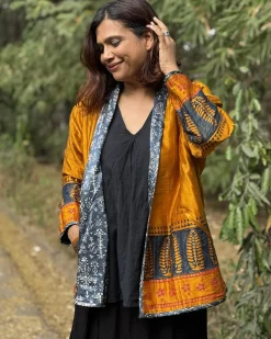 Softember Mashru Silk Reversible Quilted Jacket