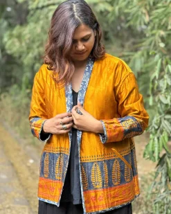 Softember Mashru Silk Reversible Quilted Jacket