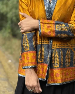 Softember Mashru Silk Reversible Quilted Jacket