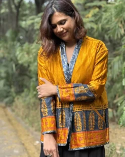 Softember Mashru Silk Reversible Quilted Jacket