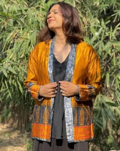 Softember Mashru Silk Reversible Quilted Jacket