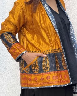 Softember Mashru Silk Reversible Quilted Jacket