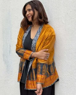 Softember Mashru Silk Reversible Quilted Jacket