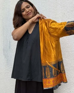 Softember Mashru Silk Reversible Quilted Jacket