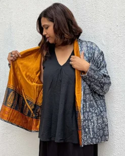Softember Mashru Silk Reversible Quilted Jacket