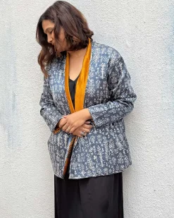 Softember Mashru Silk Reversible Quilted Jacket