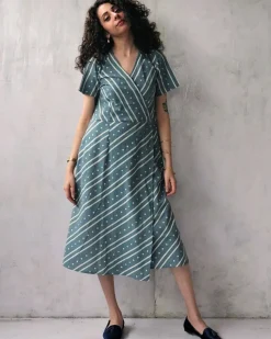 Steel Blue Blockprinted Cotton Dress