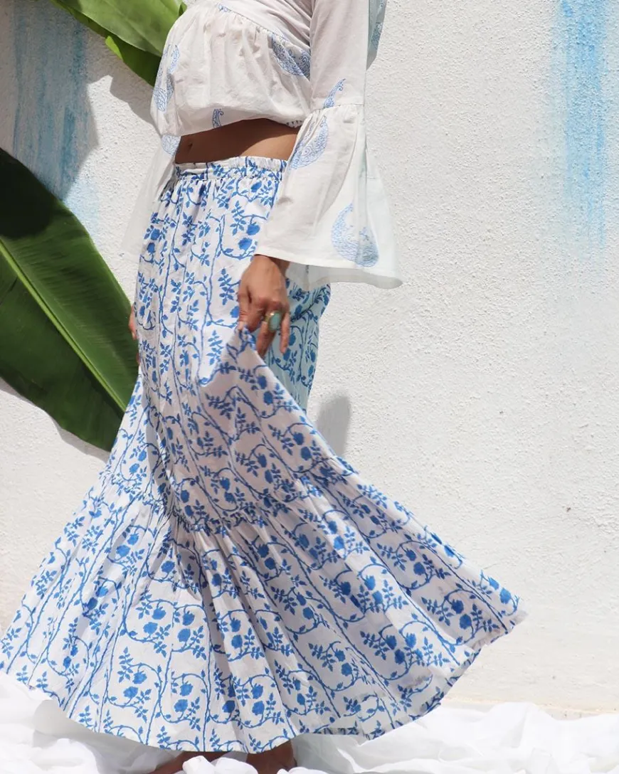 Stella Handprinted Cotton Skirt - WITC