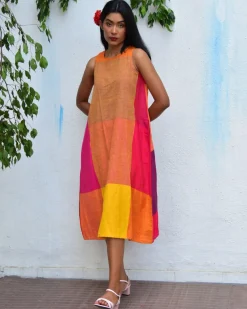 Summer Skies Handwoven Cotton Dress - Rc