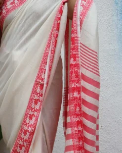 Trinetra Handwoven Linen Cotton Jamdani Saree - Uma