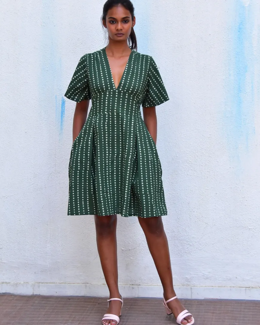 Tropic Handblockprinted Cotton Dress-Sor