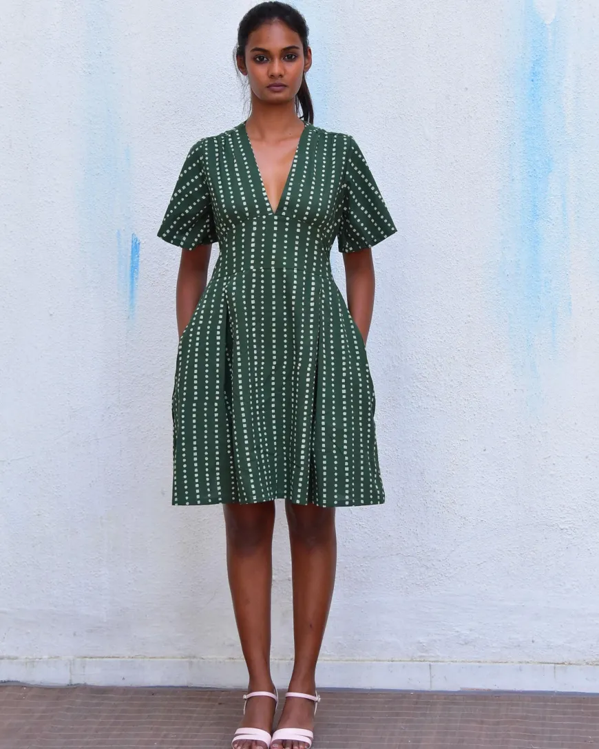 Tropic Handblockprinted Cotton Dress-Sor