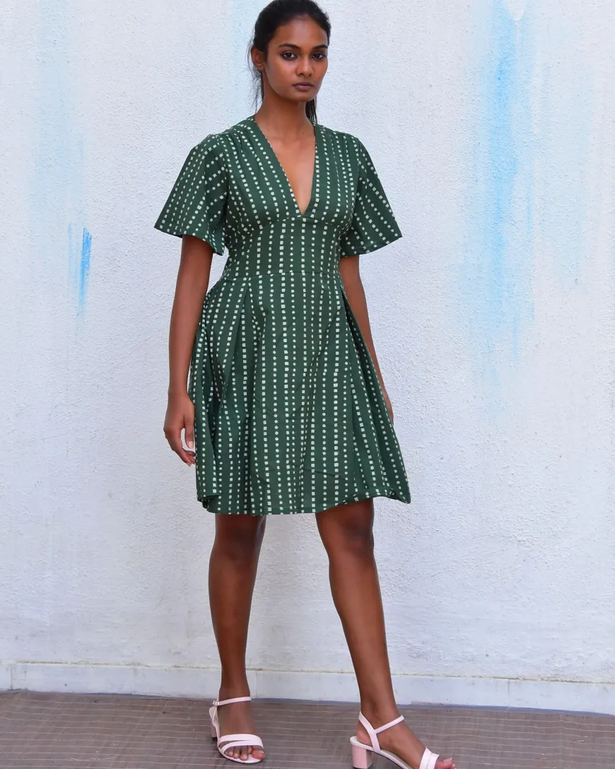 Tropic Handblockprinted Cotton Dress-Sor