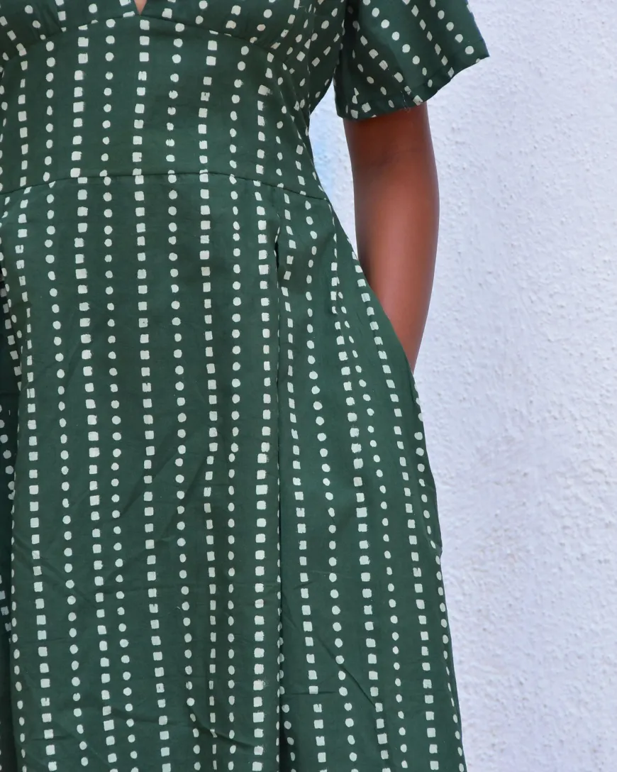Tropic Handblockprinted Cotton Dress-Sor