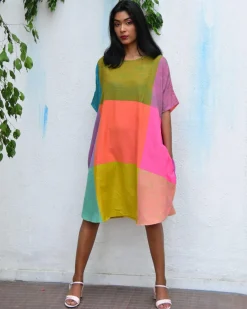 Tropical Tides Freesize Handwoven Cotton Dress - Rc