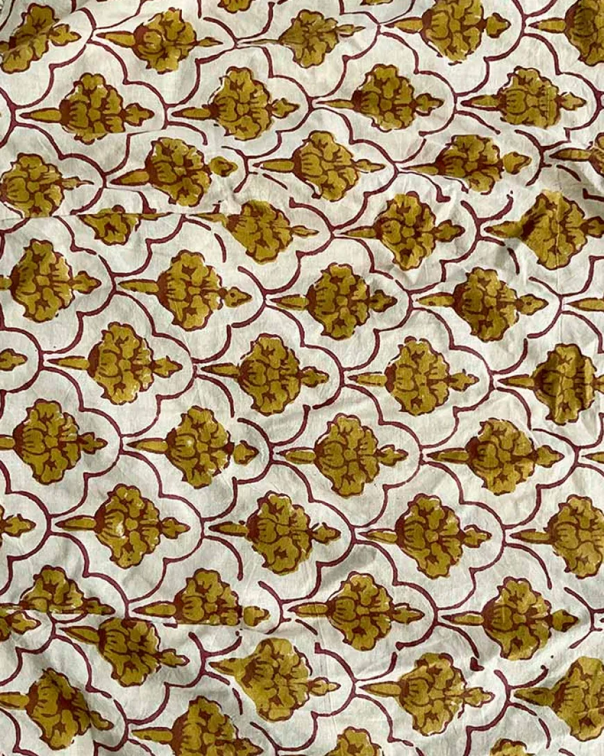 Tu Dilruba Ivory Block Printed Cotton Dress - WW