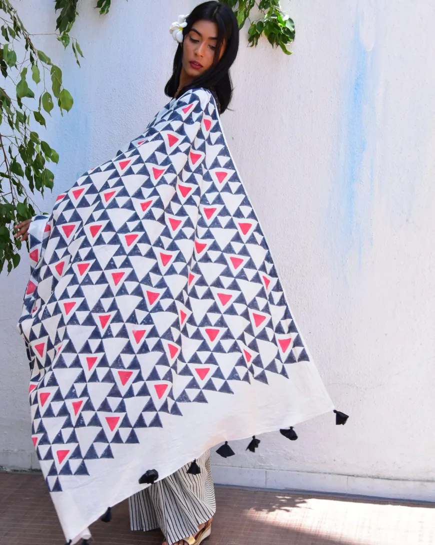 Twilight Sparkle Handblockprinted Mulmul Cotton Saree - Vnmn