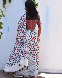 Twilight Sparkle Handblockprinted Mulmul Cotton Saree - Vnmn