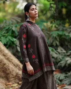 Vaanya Brown Block Printed Cotton Top - WW