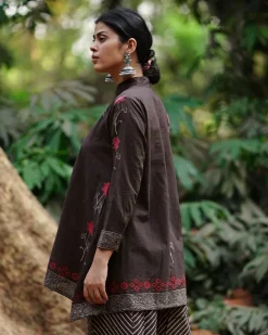 Vaanya Brown Block Printed Cotton Top - WW