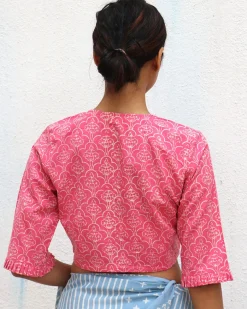 Venusian Wonder Handblock Printed Cotton Crop Top Blouse