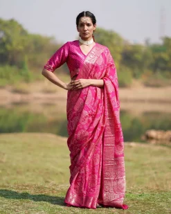 Visakha Blockprinted Dola Silk Saree - RB