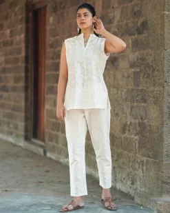 Whipped Fog Ivory Block Printed Top - SFD