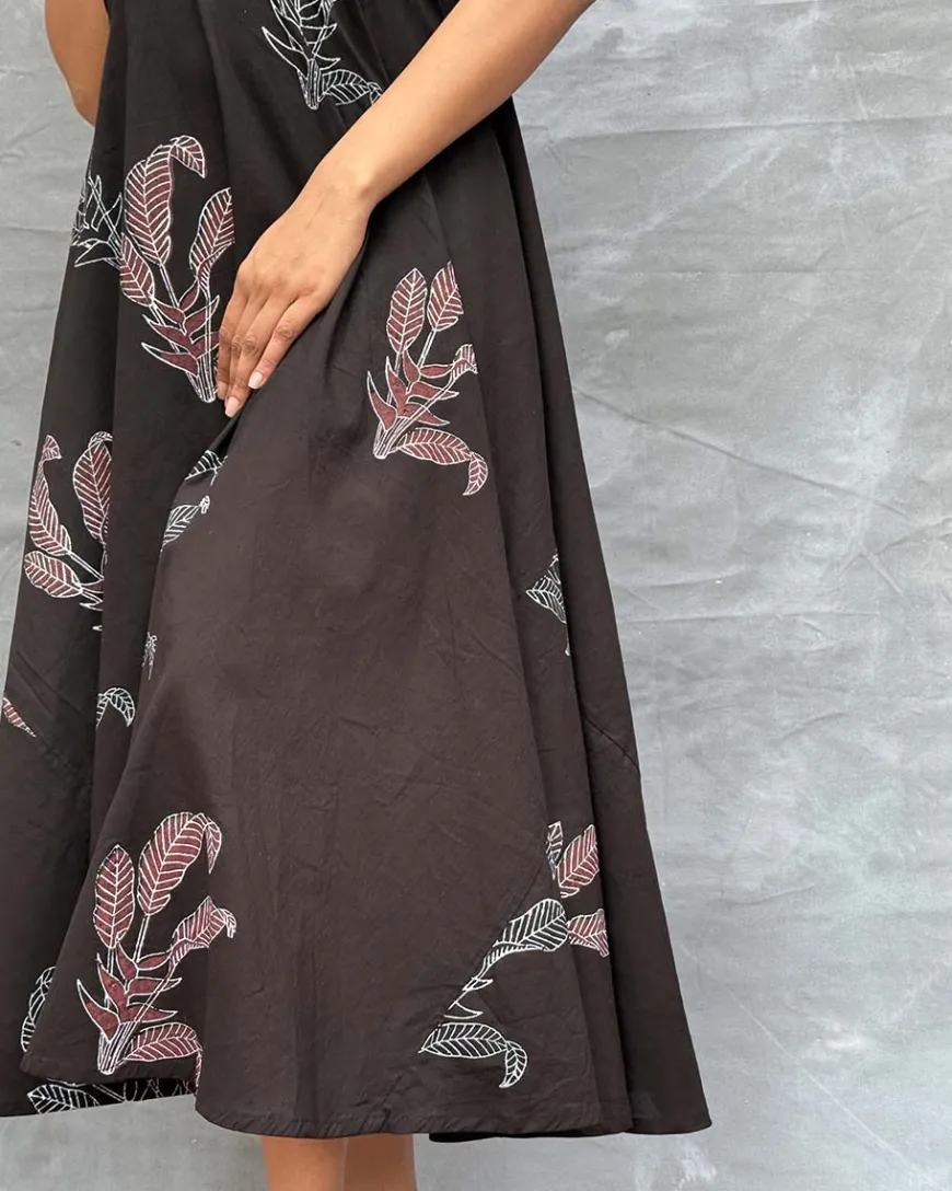 Wildflower Whispers Block printed Cotton Dress