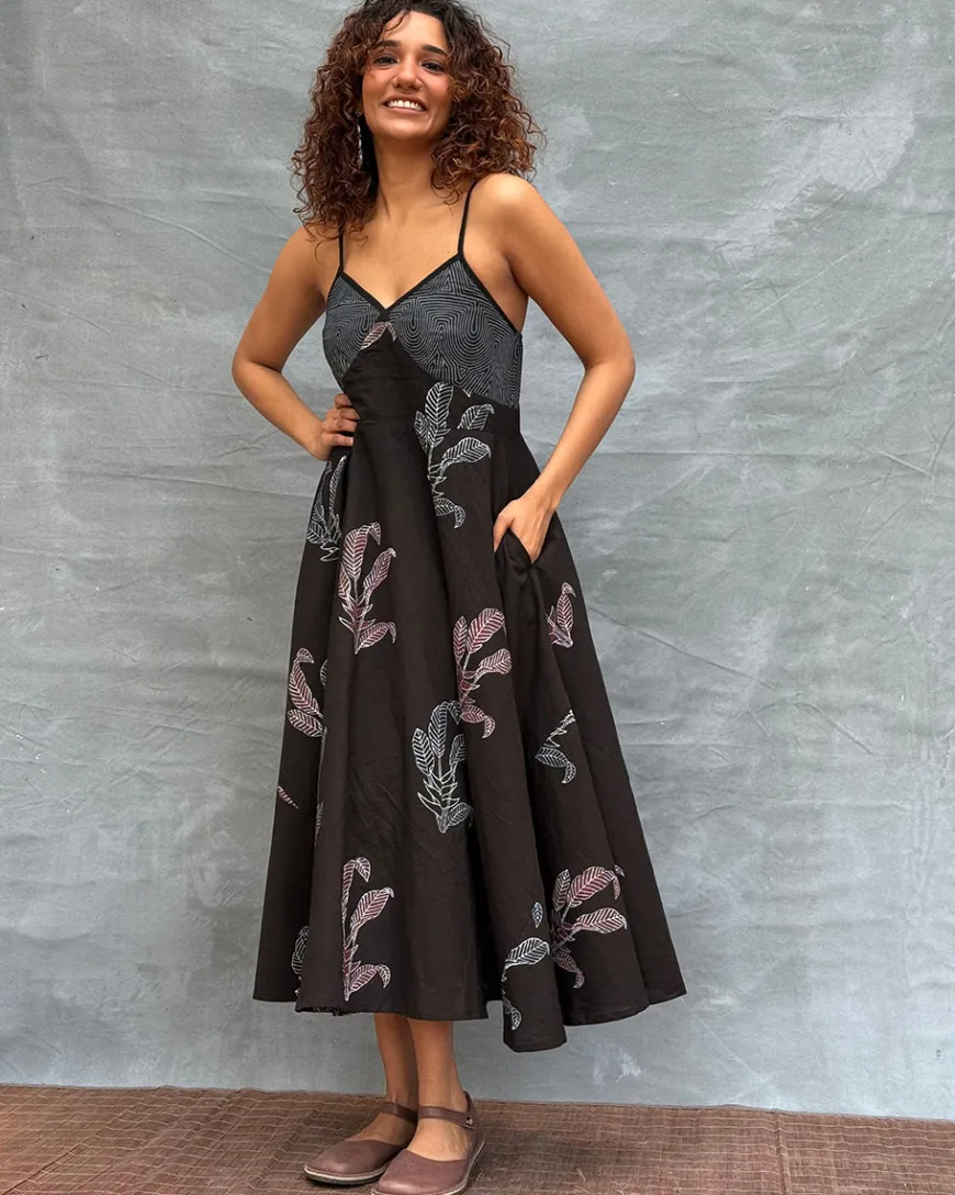 Wildflower Whispers Block printed Cotton Dress