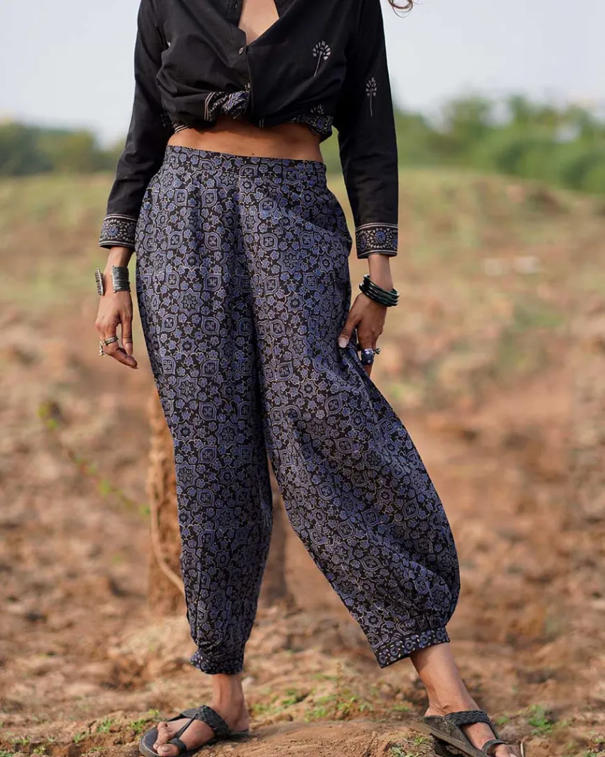 Wistful Dawn Blockprinted Cotton Pant-WWB