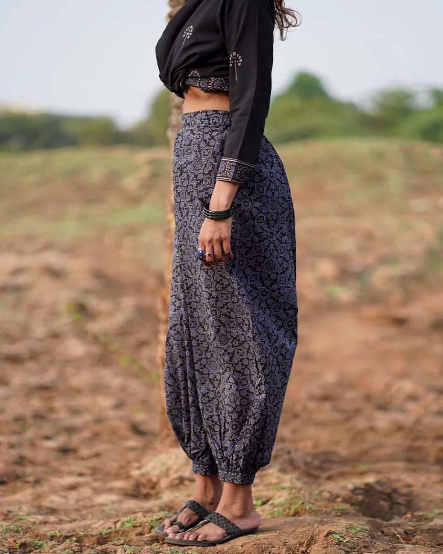 Wistful Dawn Blockprinted Cotton Pant-WWB