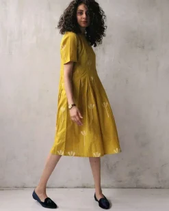 Yellow Blockprinted Cotton Dress