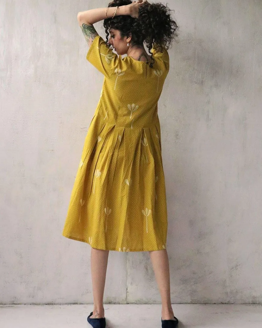 Yellow Blockprinted Cotton Dress