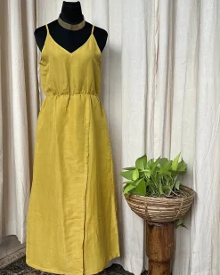 Yellow Handwoven Linen Dress - Love Despite