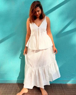 Zarish Cotton Skirt - Safed