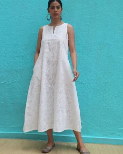 Ziva Cotton Dress - Safed