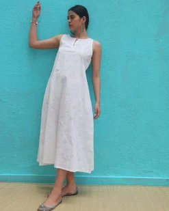 Ziva Cotton Dress - Safed