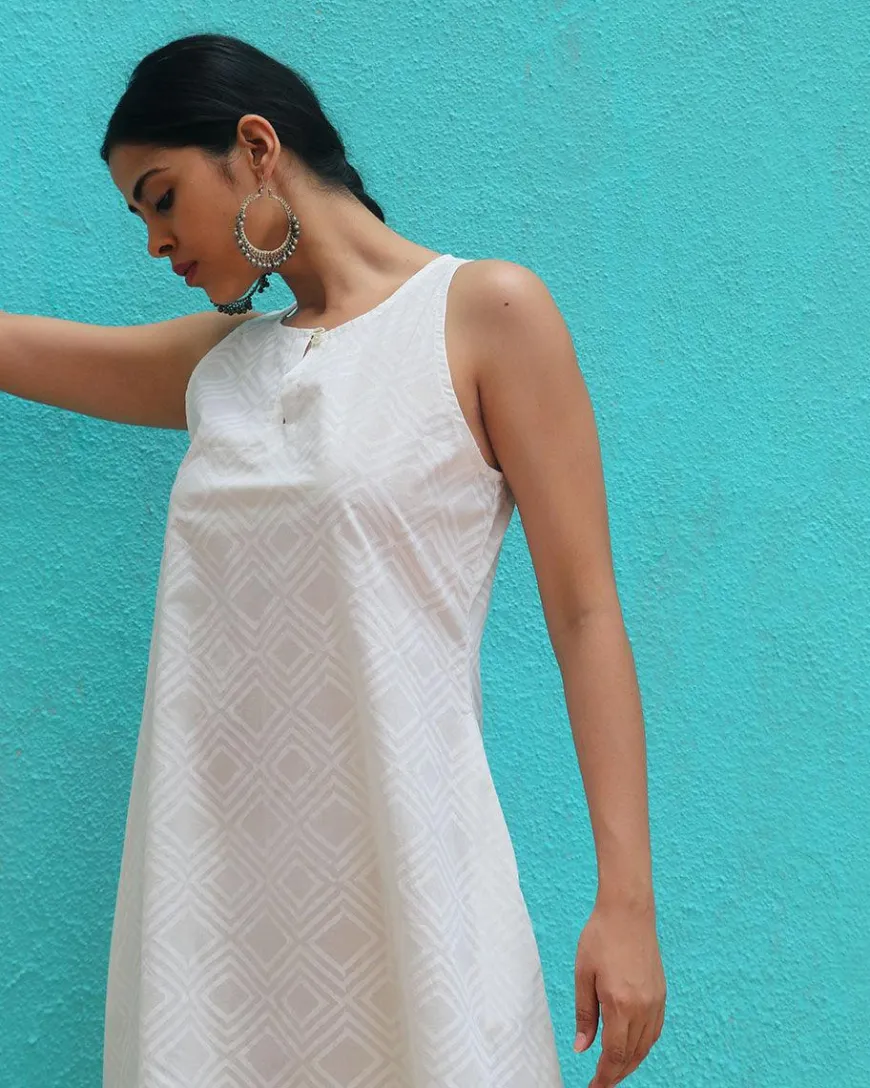 Ziva Cotton Dress - Safed