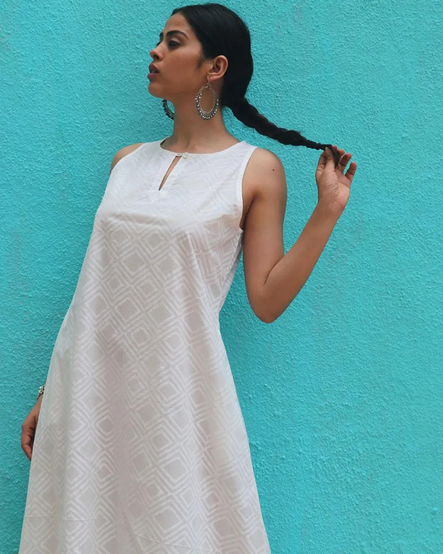 Ziva Cotton Dress - Safed