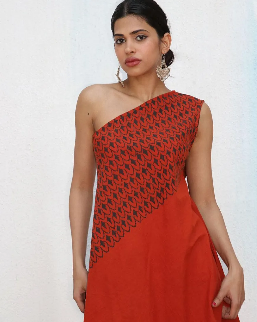 Zoe Block printed Cotton Dress - NOMAD