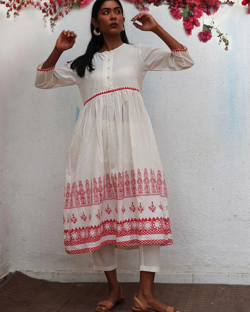 Zubeira Blockprinted Cotton Kurta Set - BGVL
