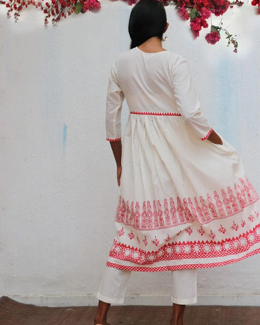 Zubeira Blockprinted Cotton Kurta Set - BGVL
